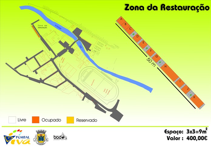 expositores na zona de restauração